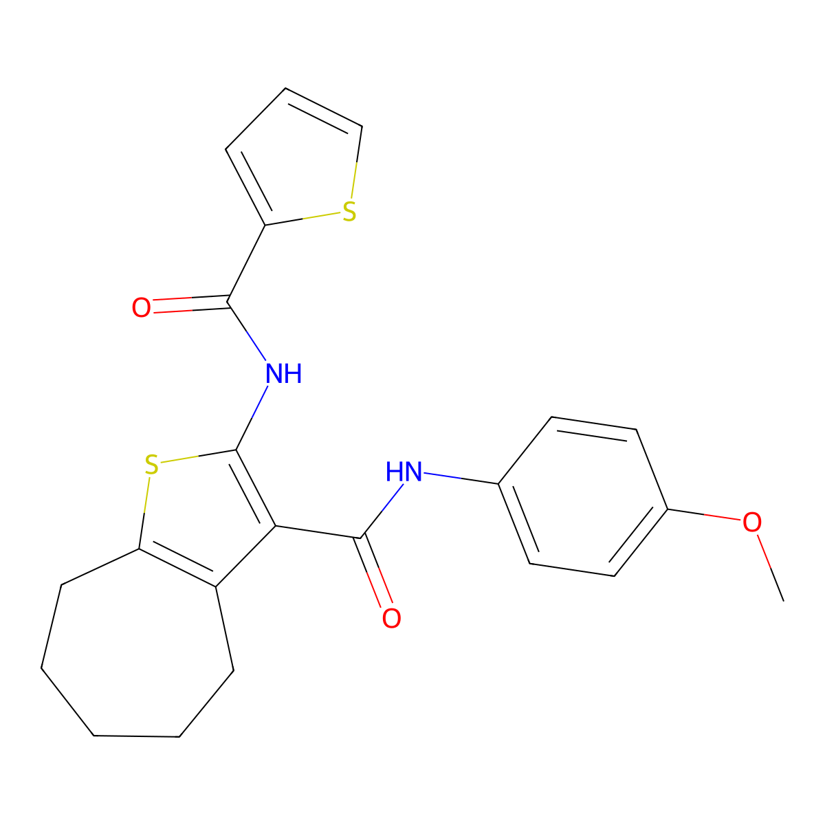 N-(4-methoxyphenyl)-2-[(2-thienylcarbonyl)amino]-5,6,7,8-tetrahydro-4H-cyclohepta[b]thiophene-3-carboxamide molecular structure, CAS 328261-63-8