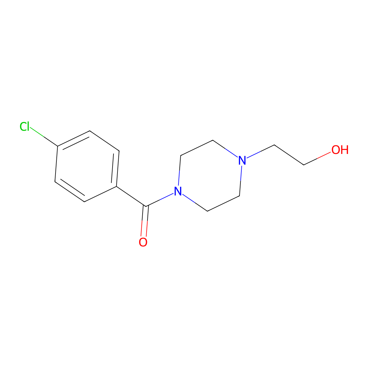 (4-Chlorophenyl)-[4-(2-hydroxyethyl)piperazin-1-yl]methanone molecular structure, CAS 328262-12-0