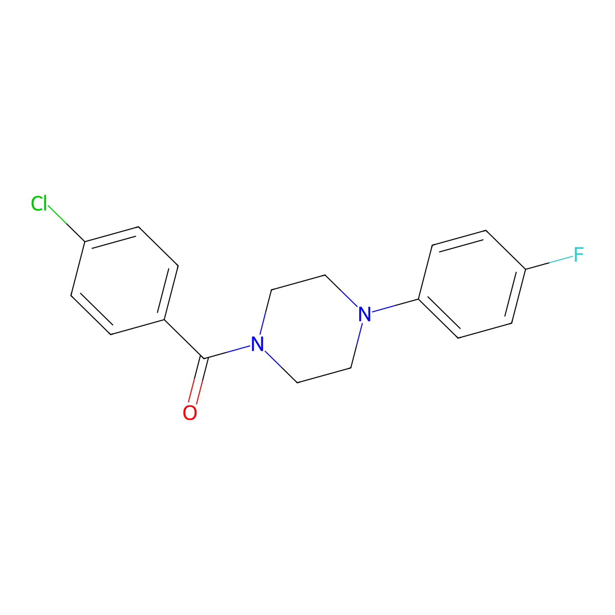 Methanone, (4-chlorophenyl)[4-(4-fluorophenyl)-1-piperazinyl]- molecular structure, CAS 328262-14-2