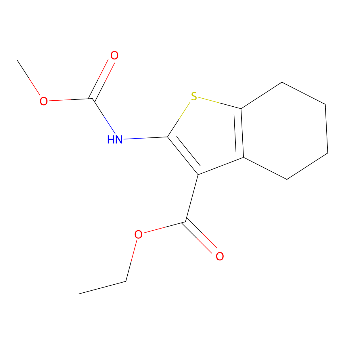 Ethyl 2-[(methoxycarbonyl)amino]-4,5,6,7-tetrahydro-1-benzothiophene-3-carboxylate molecular structure, CAS 328262-36-8