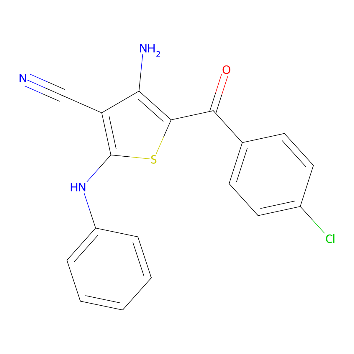 4-Amino-2-anilino-5-(4-chlorobenzoyl)-3-thiophenecarbonitrile molecular structure, CAS 328262-53-9