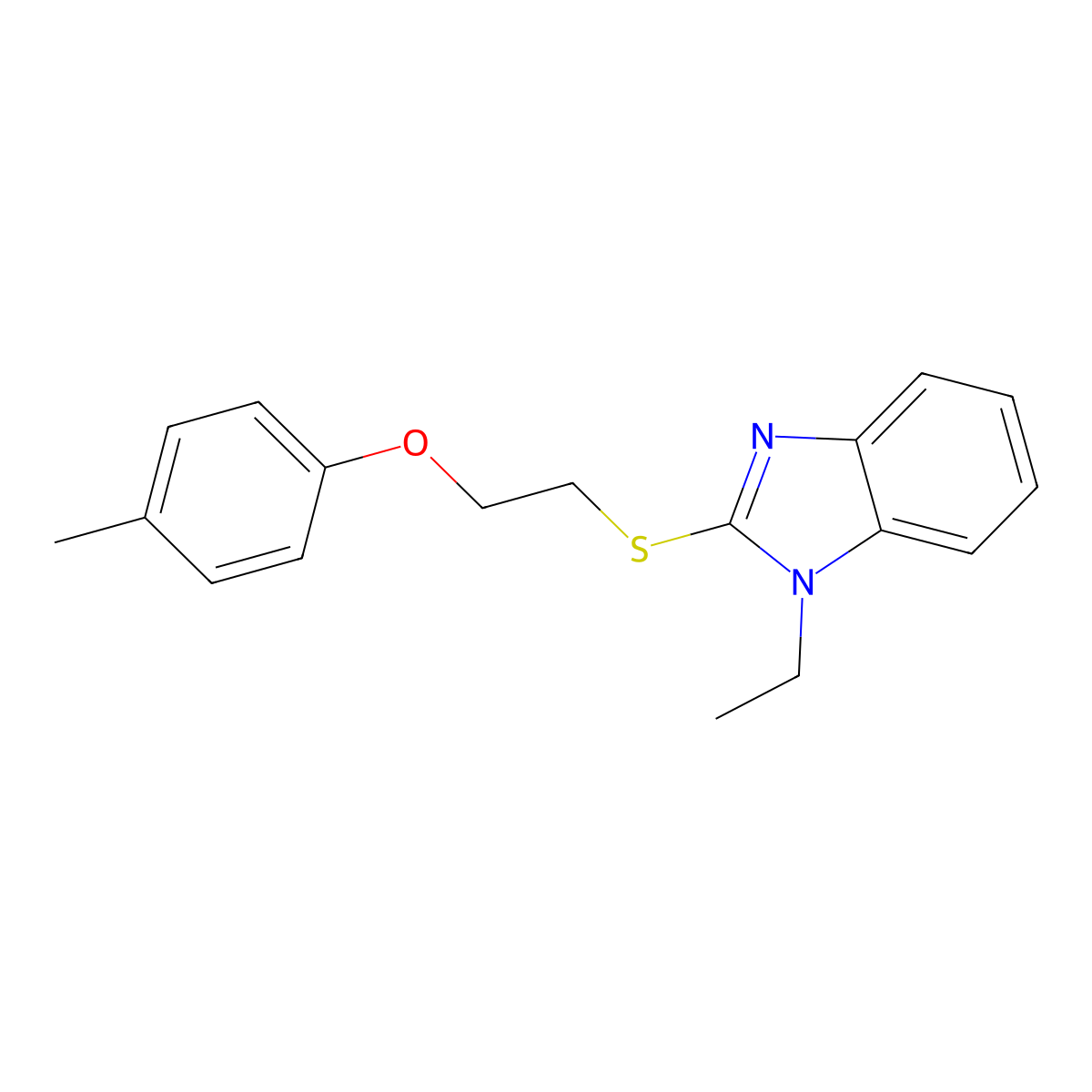 1-Ethyl-2-[2-(4-methylphenoxy)ethylsulfanyl]benzimidazole molecular structure, CAS 328262-93-7