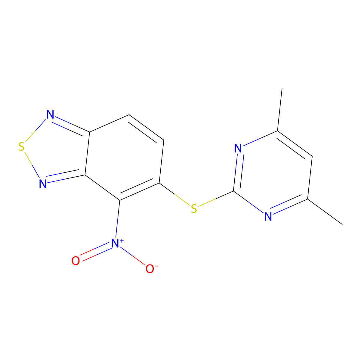 5-(4,6-Dimethylpyrimidin-2-yl)sulfanyl-4-nitro-2,1,3-benzothiadiazole molecular structure, CAS 328262-96-0