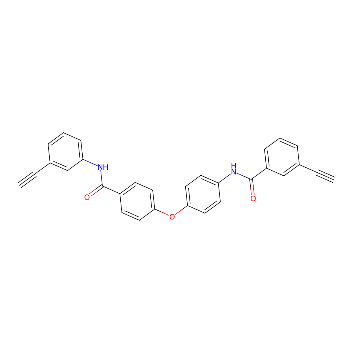 3-ethynyl-N-[4-[4-[(3-ethynylphenyl)carbamoyl]phenoxy]phenyl]benzamide molecular structure, CAS 328265-27-6