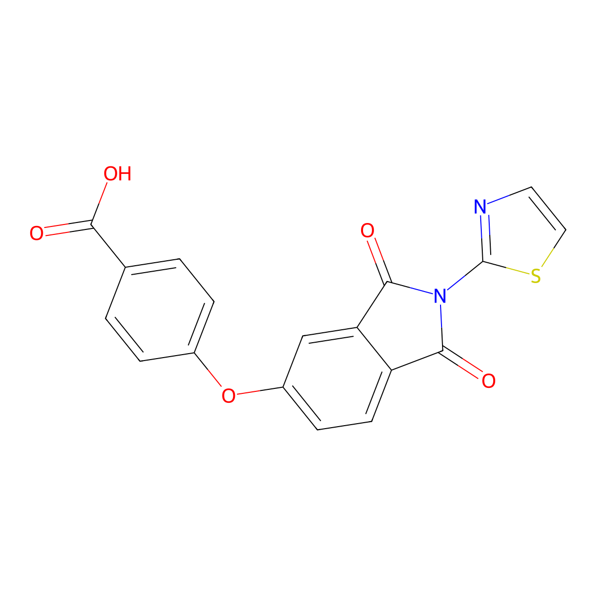 4-((1,3-Dioxo-2-(thiazol-2-yl)isoindolin-5-yl)oxy)benzoic acid molecular structure, CAS 328265-34-5