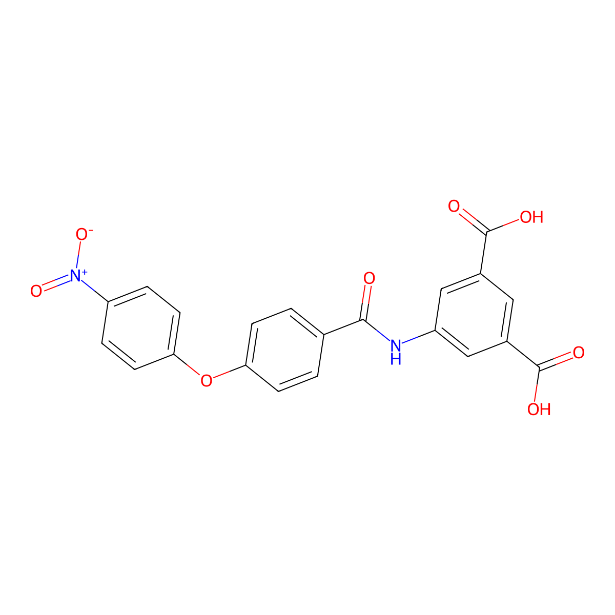 5-({[4-(4-Nitrophenoxy)phenyl]carbonyl}amino)benzene-1,3-dicarboxylic acid molecular structure, CAS 328265-38-9