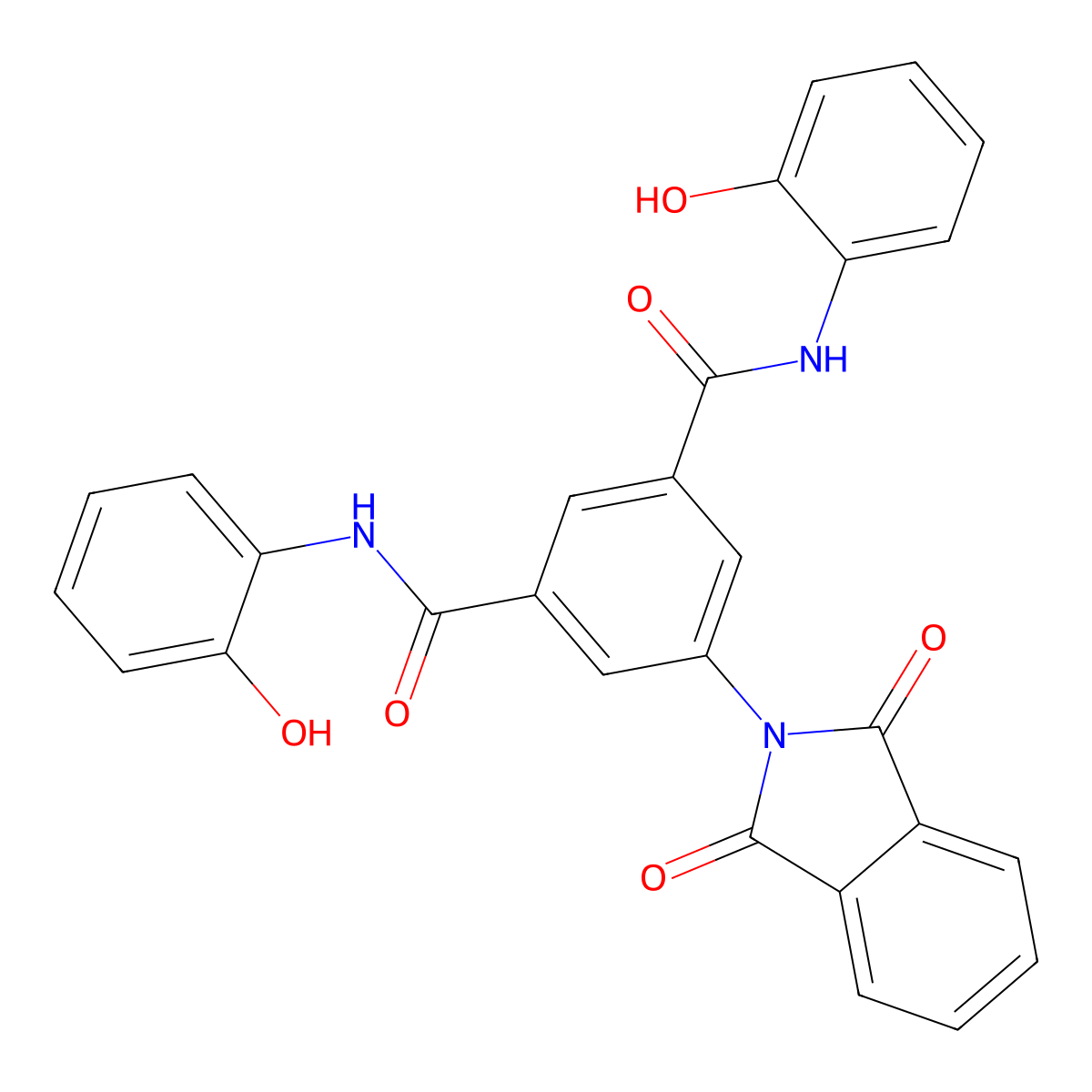 5-(1,3-dioxoisoindol-2-yl)-1-N,3-N-bis(2-hydroxyphenyl)benzene-1,3-dicarboxamide molecular structure, CAS 328265-46-9