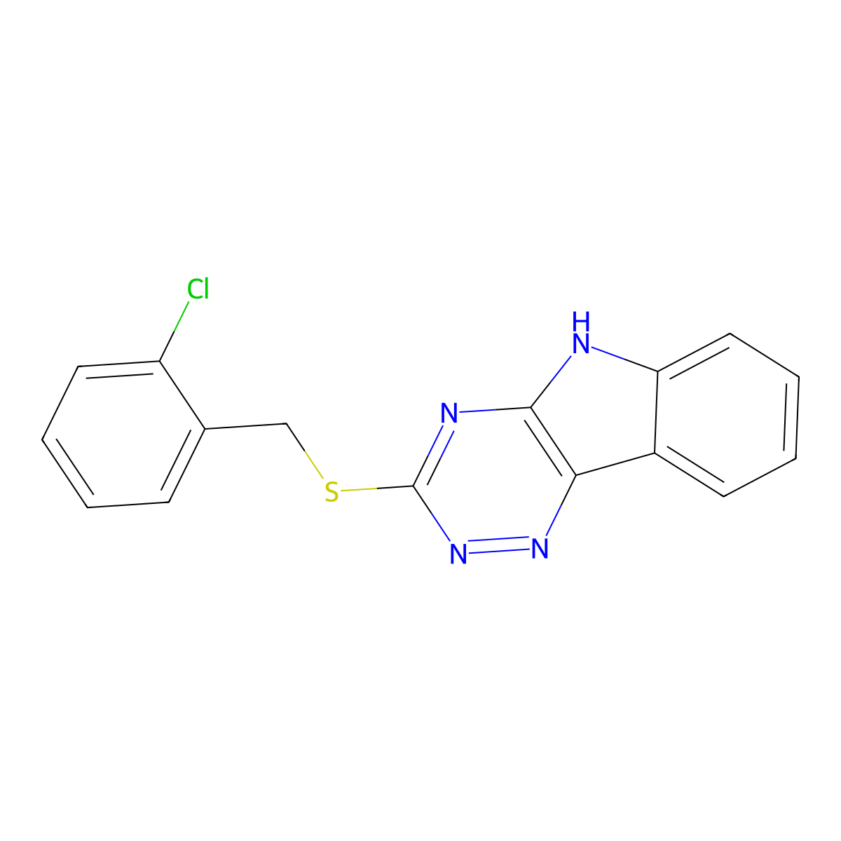 3-[(2-chlorobenzyl)sulfanyl]-5H-[1,2,4]triazino[5,6-b]indole molecular structure, CAS 328266-09-7