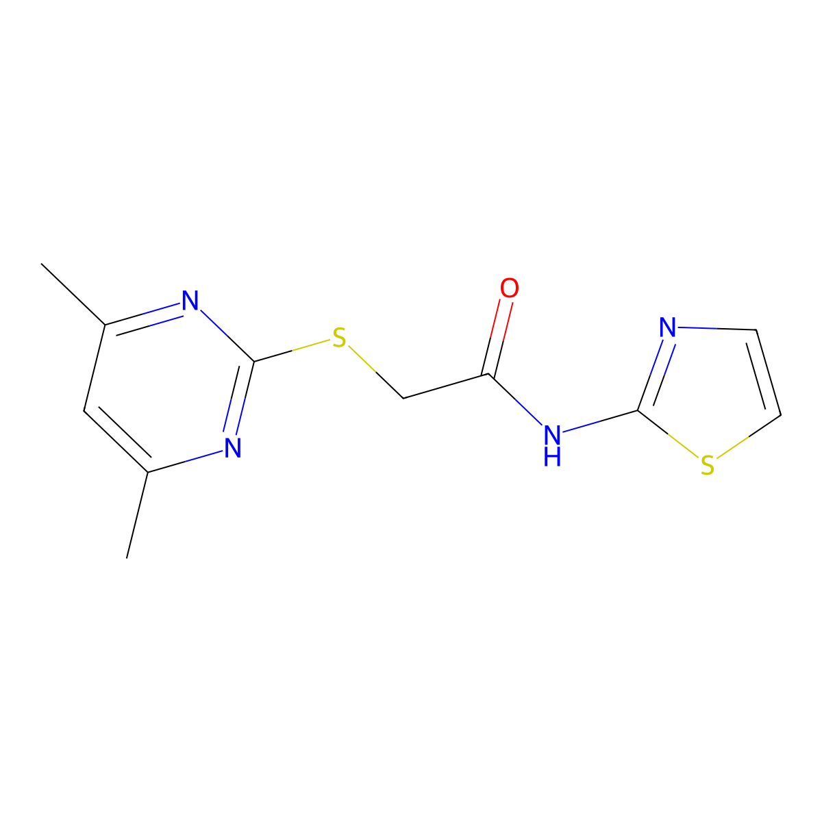 2-(4,6-Dimethyl-pyrimidin-2-ylsulfanyl)-N-thiazol-2-yl-acetamide molecular structure, CAS 328266-14-4