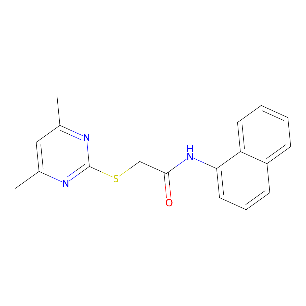2-((4,6-dimethylpyrimidin-2-yl)thio)-N-(naphthalen-1-yl)acetamide molecular structure, CAS 328266-15-5