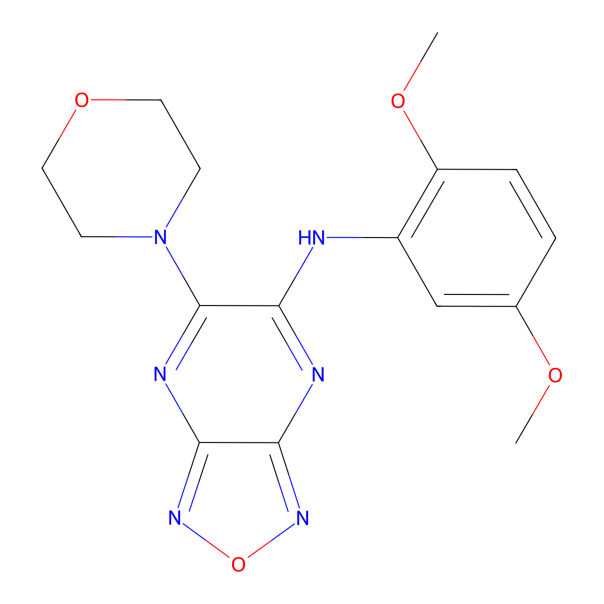 N-(2,5-dimethoxyphenyl)-5-morpholin-4-yl-[1,2,5]oxadiazolo[3,4-b]pyrazin-6-amine molecular structure, CAS 328266-52-0