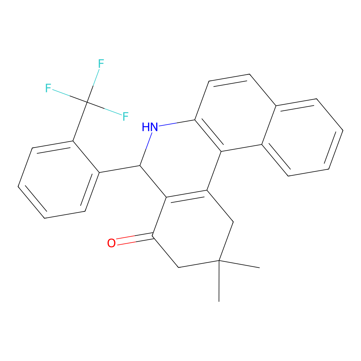 2,2-dimethyl-5-[2-(trifluoromethyl)phenyl]-2,3,5,6-tetrahydrobenzo[a]phenanthridin-4(1H)-one molecular structure, CAS 328268-50-4