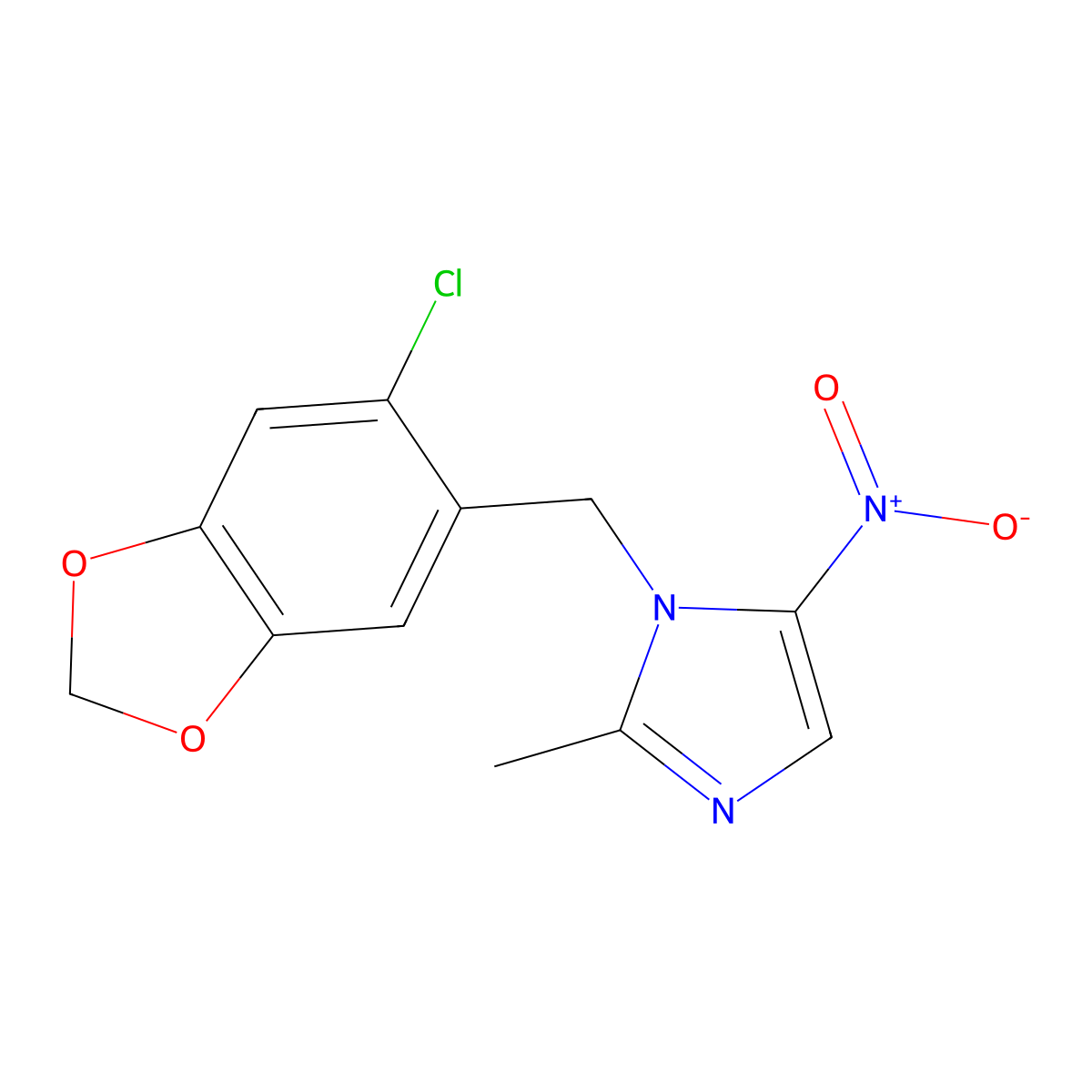1-[(6-Chloro-1,3-benzodioxol-5-yl)methyl]-2-methyl-5-nitroimidazole molecular structure, CAS 328268-53-7