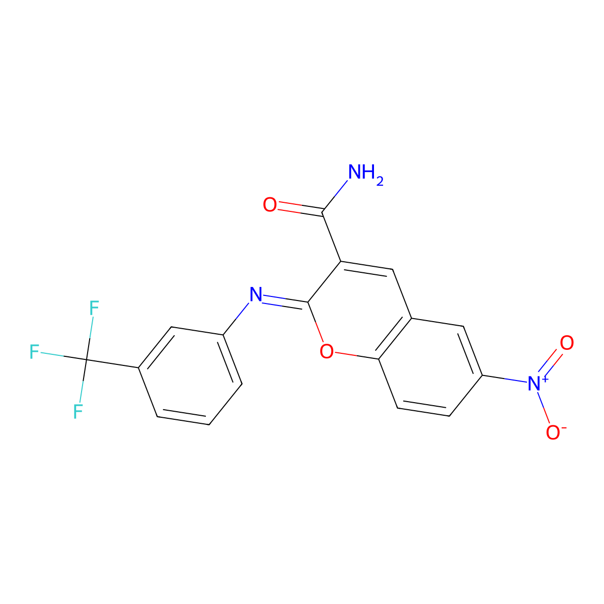 (2Z)-6-nitro-2-{[3-(trifluoromethyl)phenyl]imino}-2H-chromene-3-carboxamide molecular structure, CAS 328268-81-1