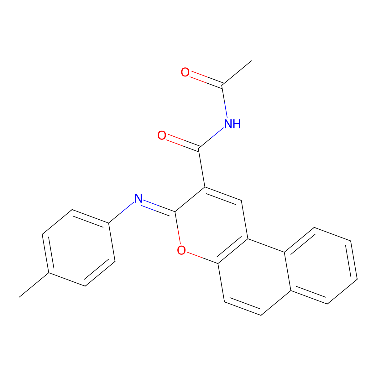 (3Z)-N-acetyl-3-[(4-methylphenyl)imino]-3H-benzo[f]chromene-2-carboxamide molecular structure, CAS 328268-87-7
