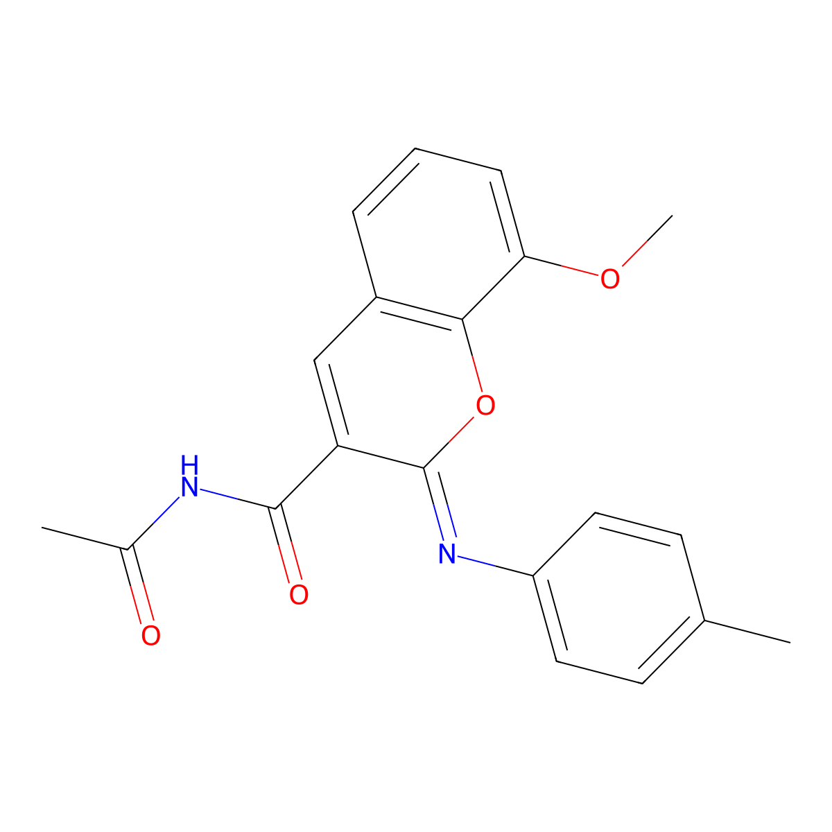 (2Z)-N-acetyl-8-methoxy-2-[(4-methylphenyl)imino]-2H-chromene-3-carboxamide molecular structure, CAS 328268-88-8
