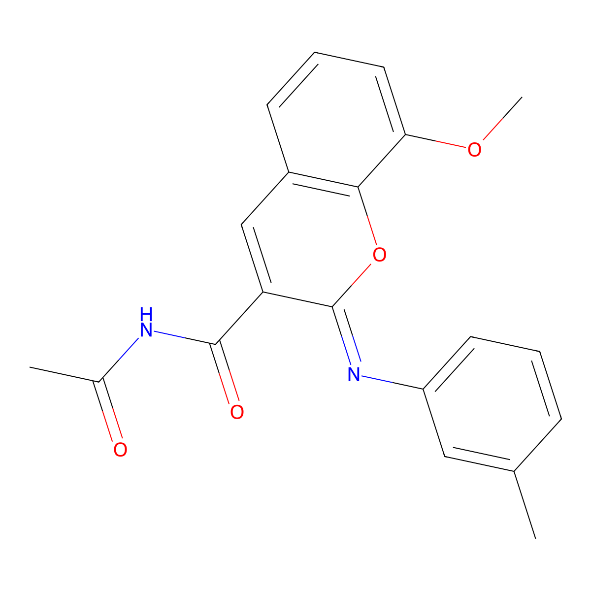 (2Z)-N-acetyl-8-methoxy-2-[(3-methylphenyl)imino]-2H-chromene-3-carboxamide molecular structure, CAS 328268-90-2