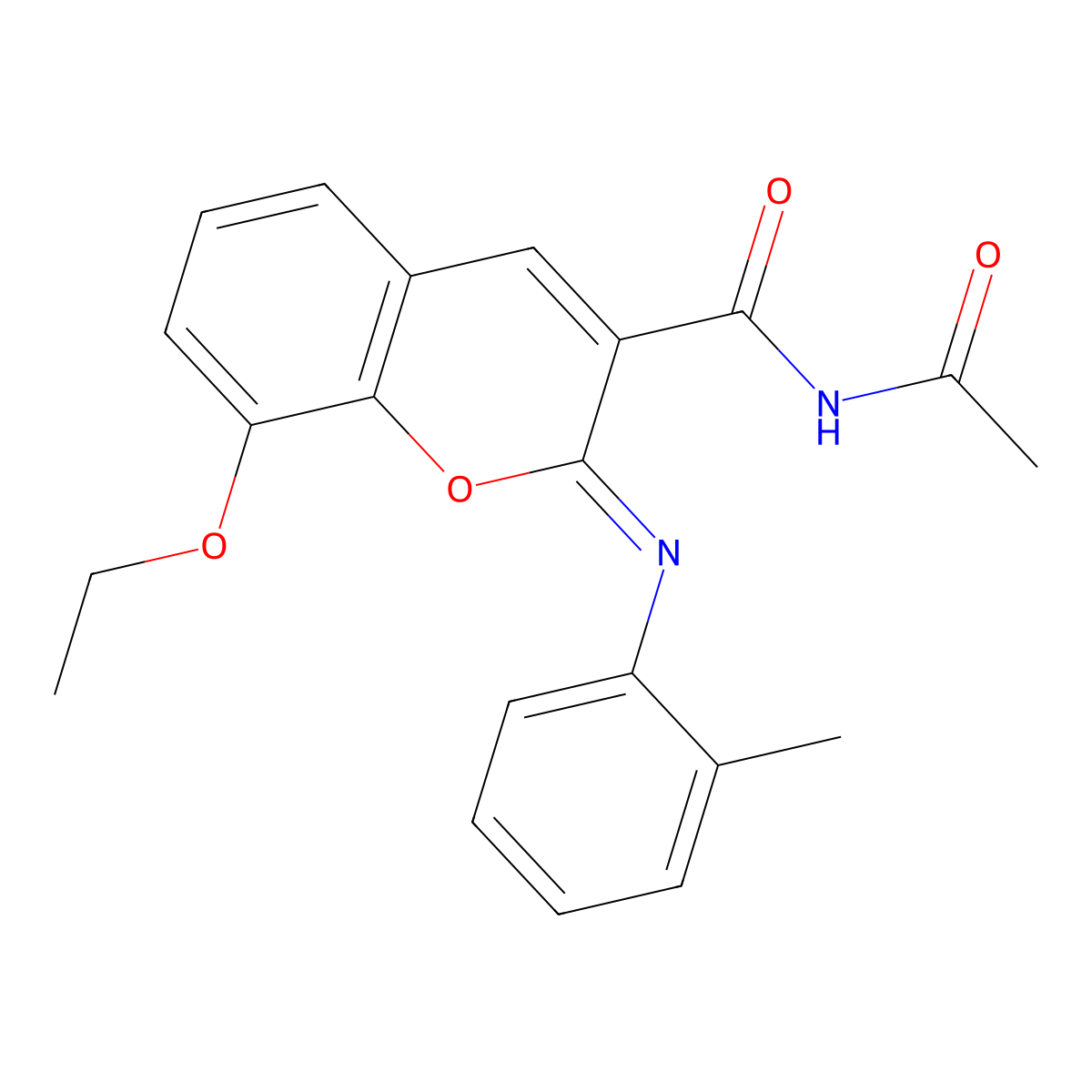 (2Z)-N-acetyl-8-ethoxy-2-[(2-methylphenyl)imino]-2H-chromene-3-carboxamide molecular structure, CAS 328268-92-4