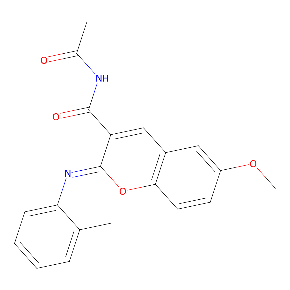 (2Z)-N-acetyl-6-methoxy-2-[(2-methylphenyl)imino]-2H-chromene-3-carboxamide molecular structure, CAS 328268-94-6