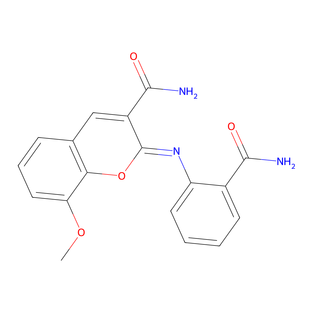 (2Z)-2-[(2-carbamoylphenyl)imino]-8-methoxy-2H-chromene-3-carboxamide molecular structure, CAS 328268-96-8