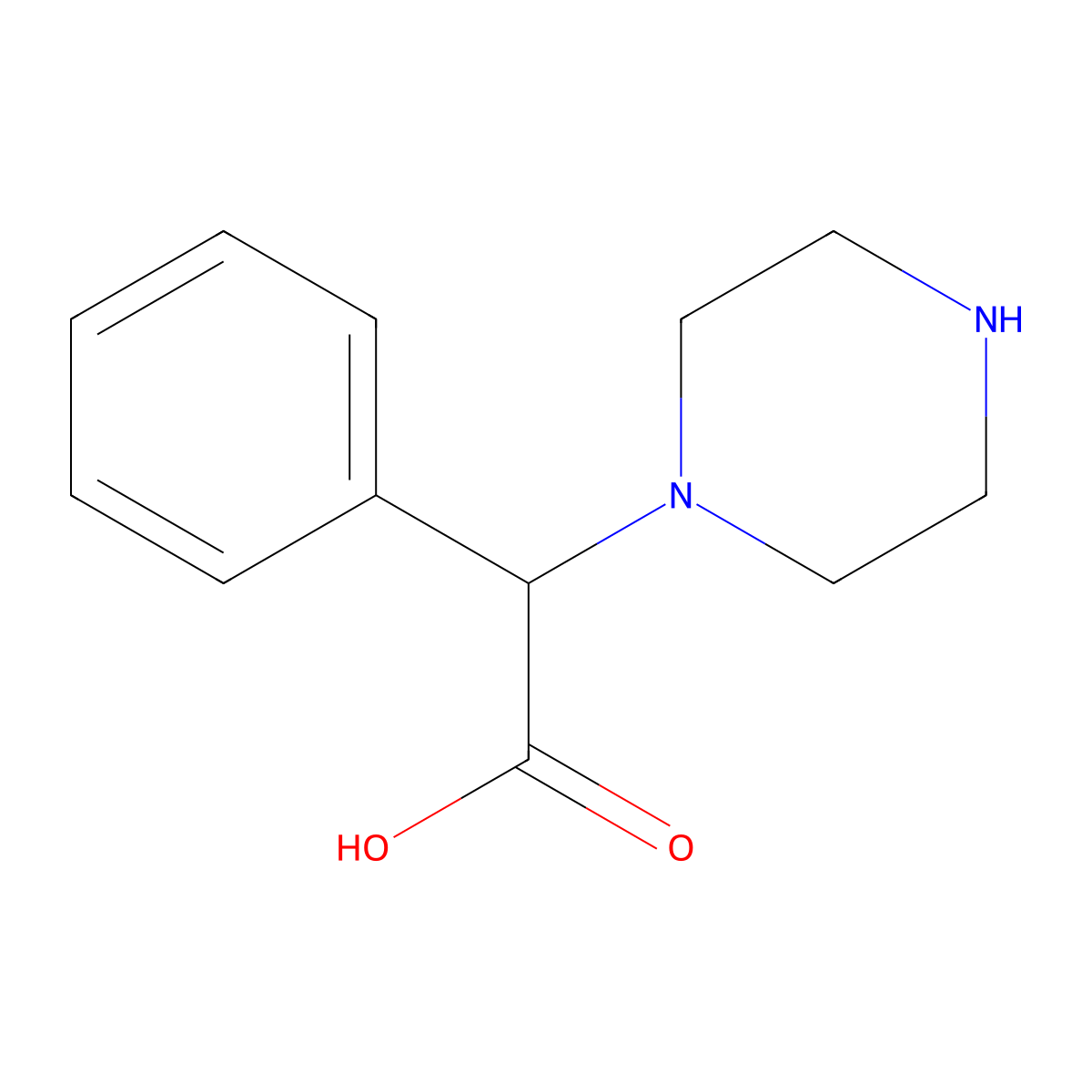 2-Phenyl-2-(piperazin-1-yl)acetic acid molecular structure, CAS 328269-46-1