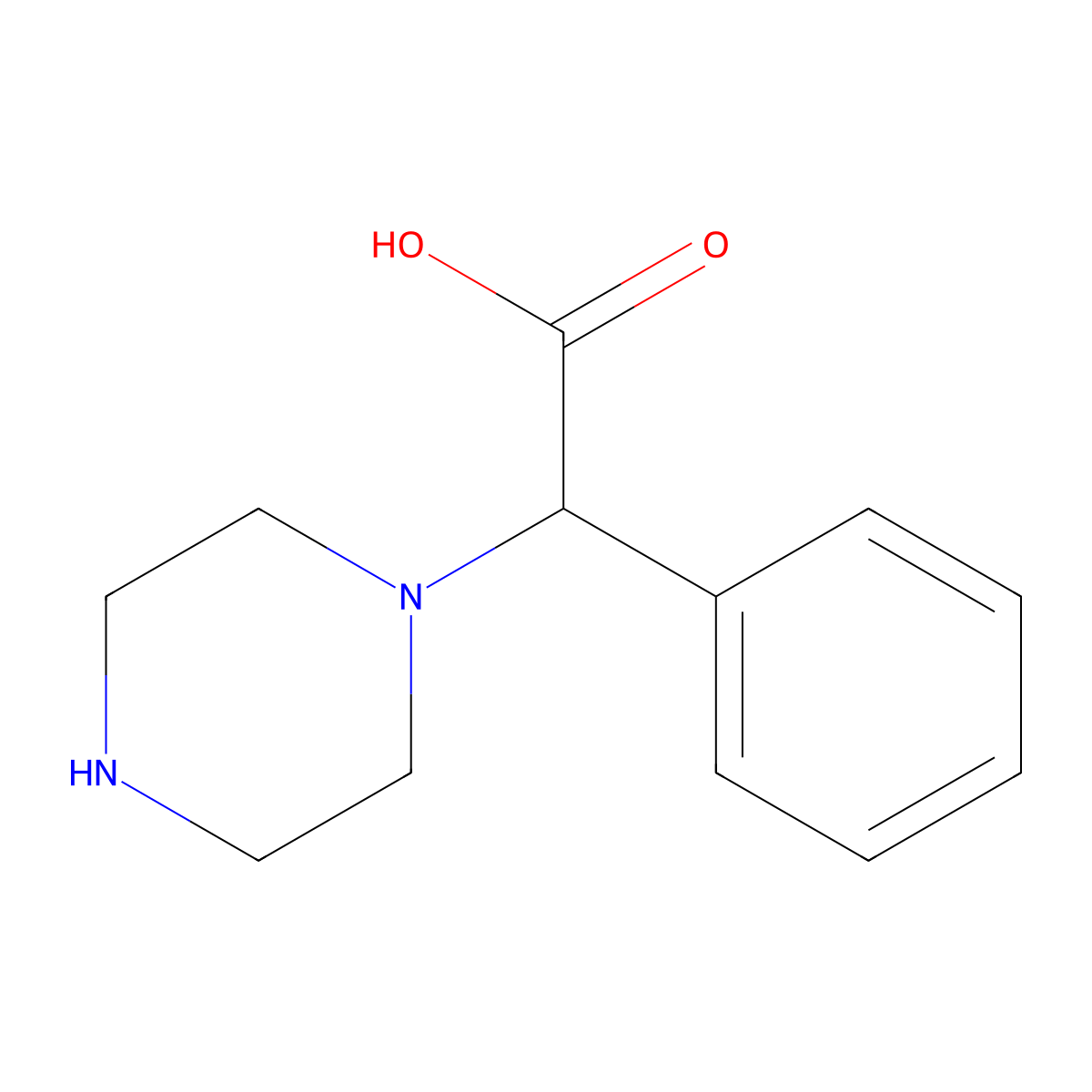 2-Phenyl-2-(piperazin-1-yl)acetic acid molecular structure, CAS 328269-46-1