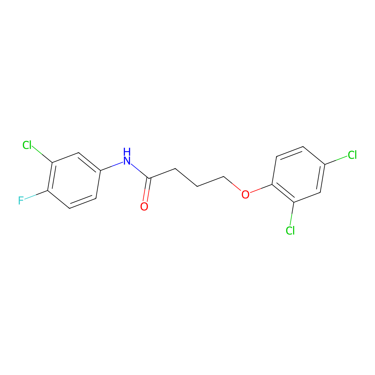 N-(3-chloro-4-fluorophenyl)-4-(2,4-dichlorophenoxy)butanamide molecular structure, CAS 328269-85-8