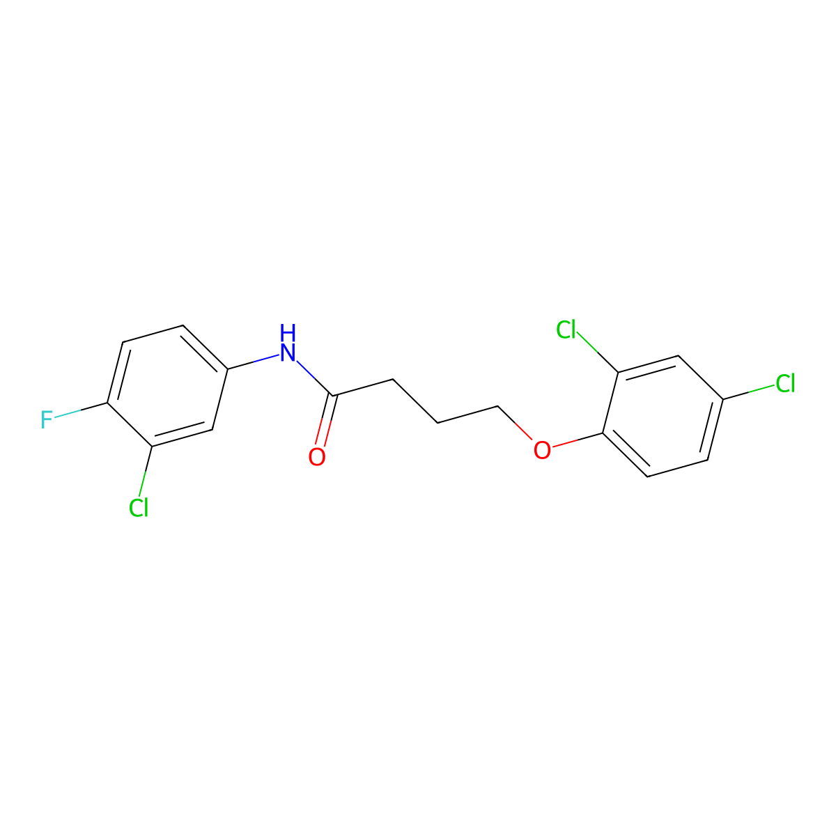 N-(3-chloro-4-fluorophenyl)-4-(2,4-dichlorophenoxy)butanamide molecular structure, CAS 328269-85-8