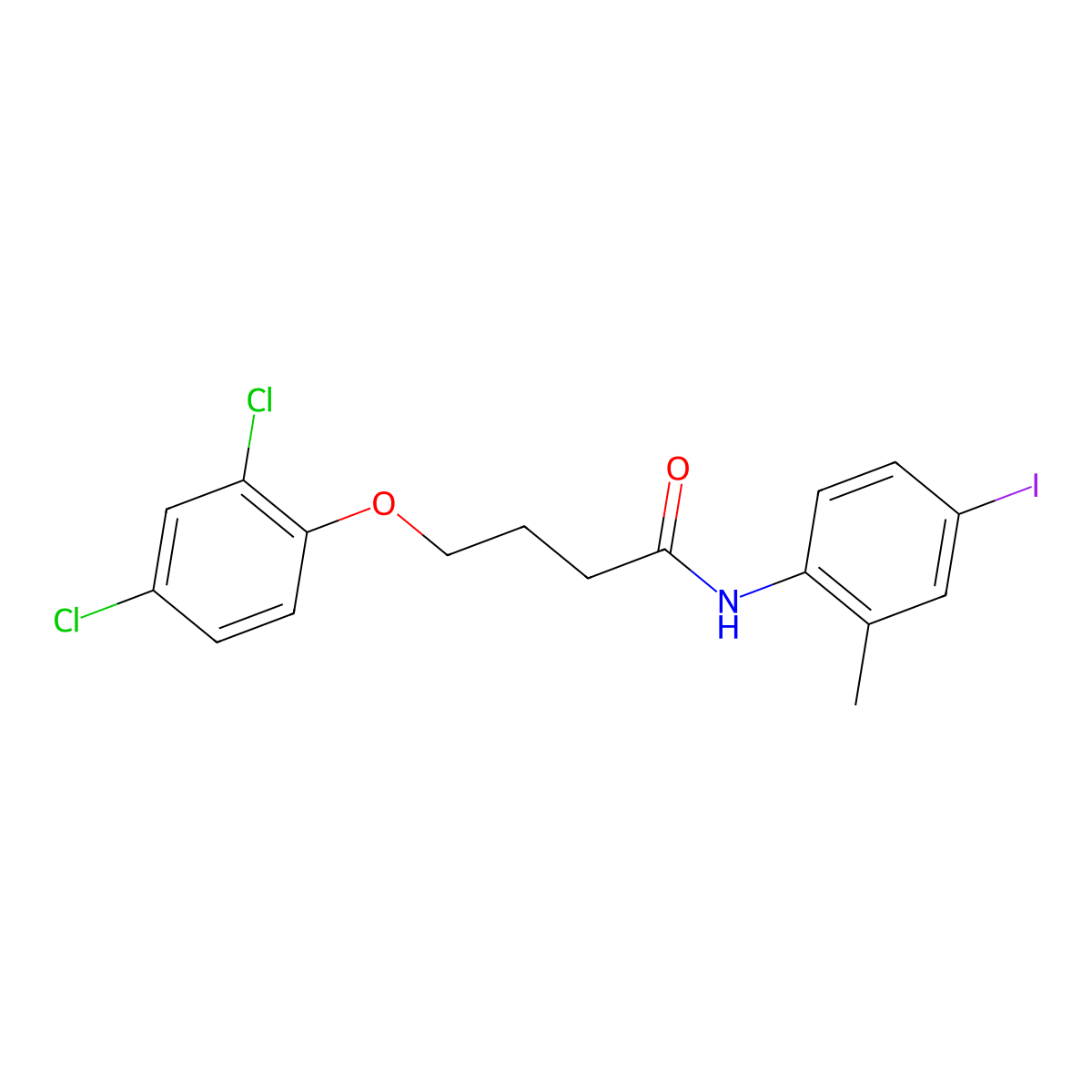 4-(2,4-dichlorophenoxy)-N-(4-iodo-2-methylphenyl)butanamide molecular structure, CAS 328269-86-9