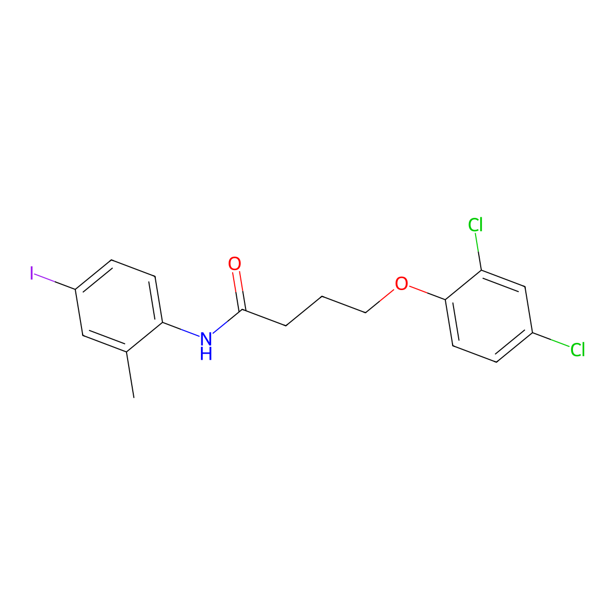 4-(2,4-dichlorophenoxy)-N-(4-iodo-2-methylphenyl)butanamide molecular structure, CAS 328269-86-9