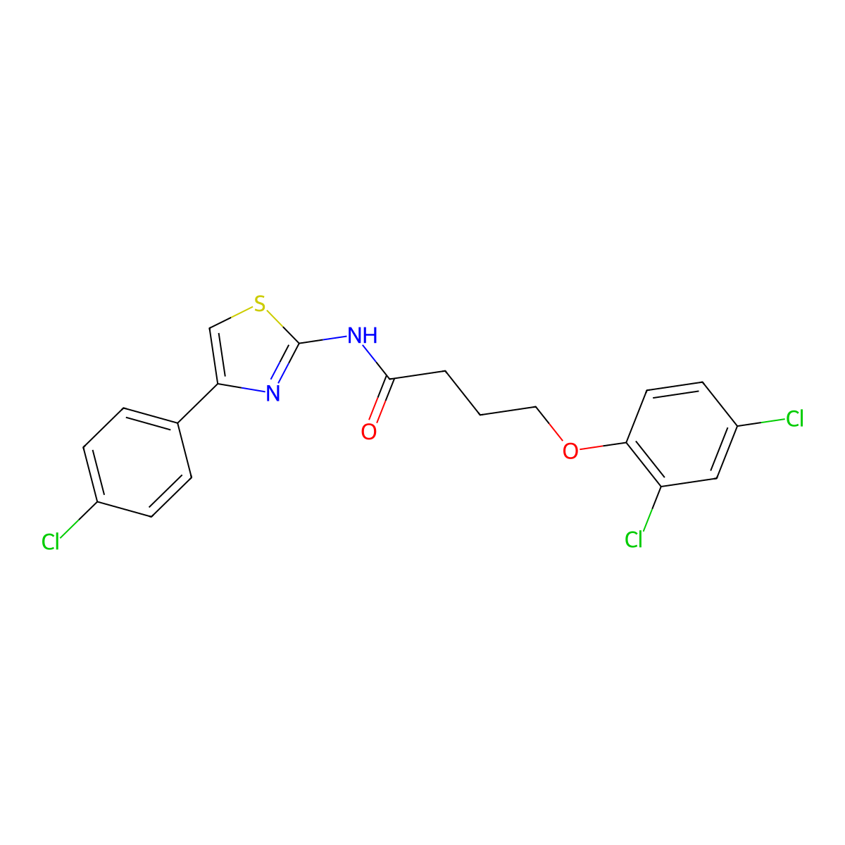N-[4-(4-chlorophenyl)-1,3-thiazol-2-yl]-4-(2,4-dichlorophenoxy)butanamide molecular structure, CAS 328270-01-5