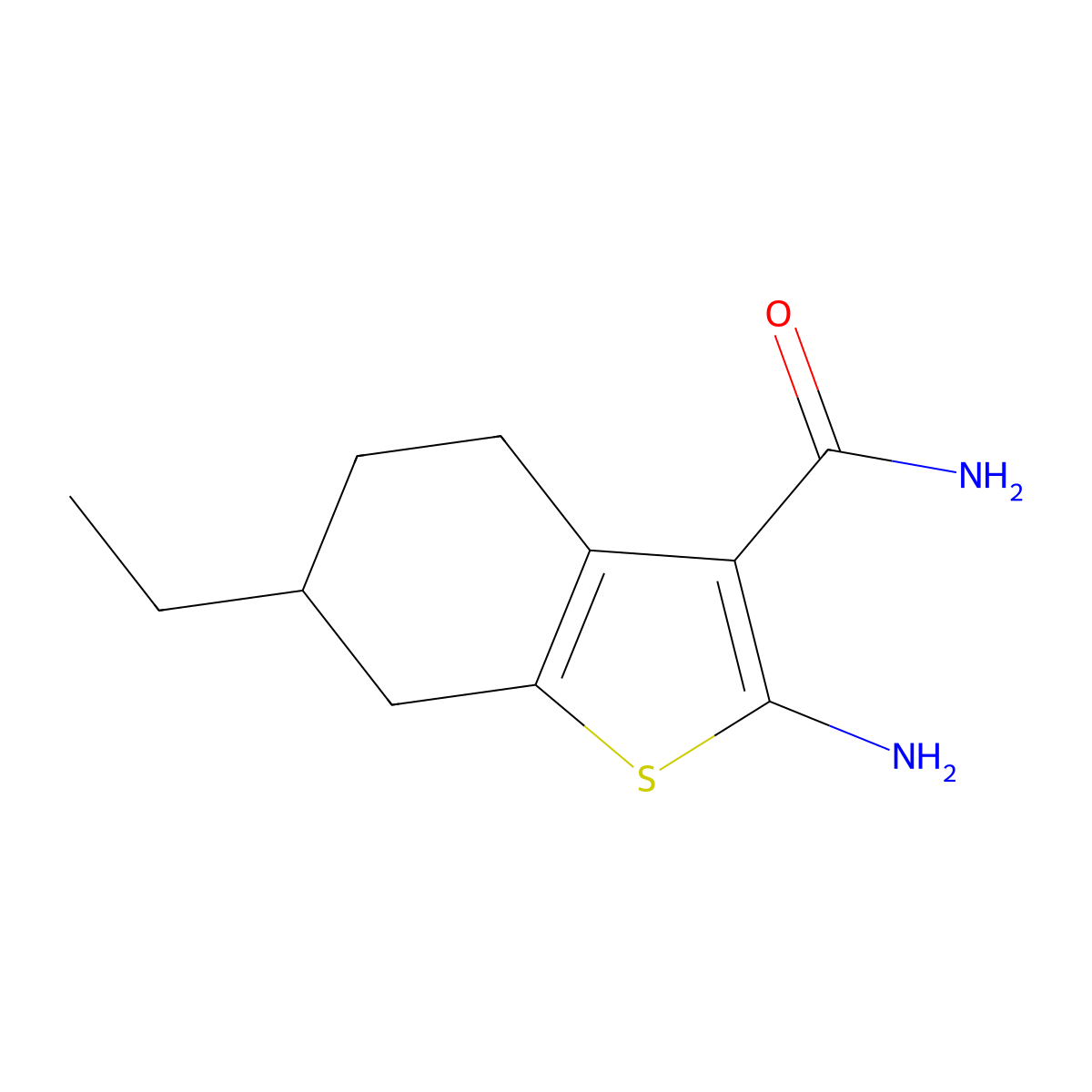 2-Amino-6-ethyl-4,5,6,7-tetrahydro-1-benzothiophene-3-carboxamide molecular structure, CAS 328270-02-6