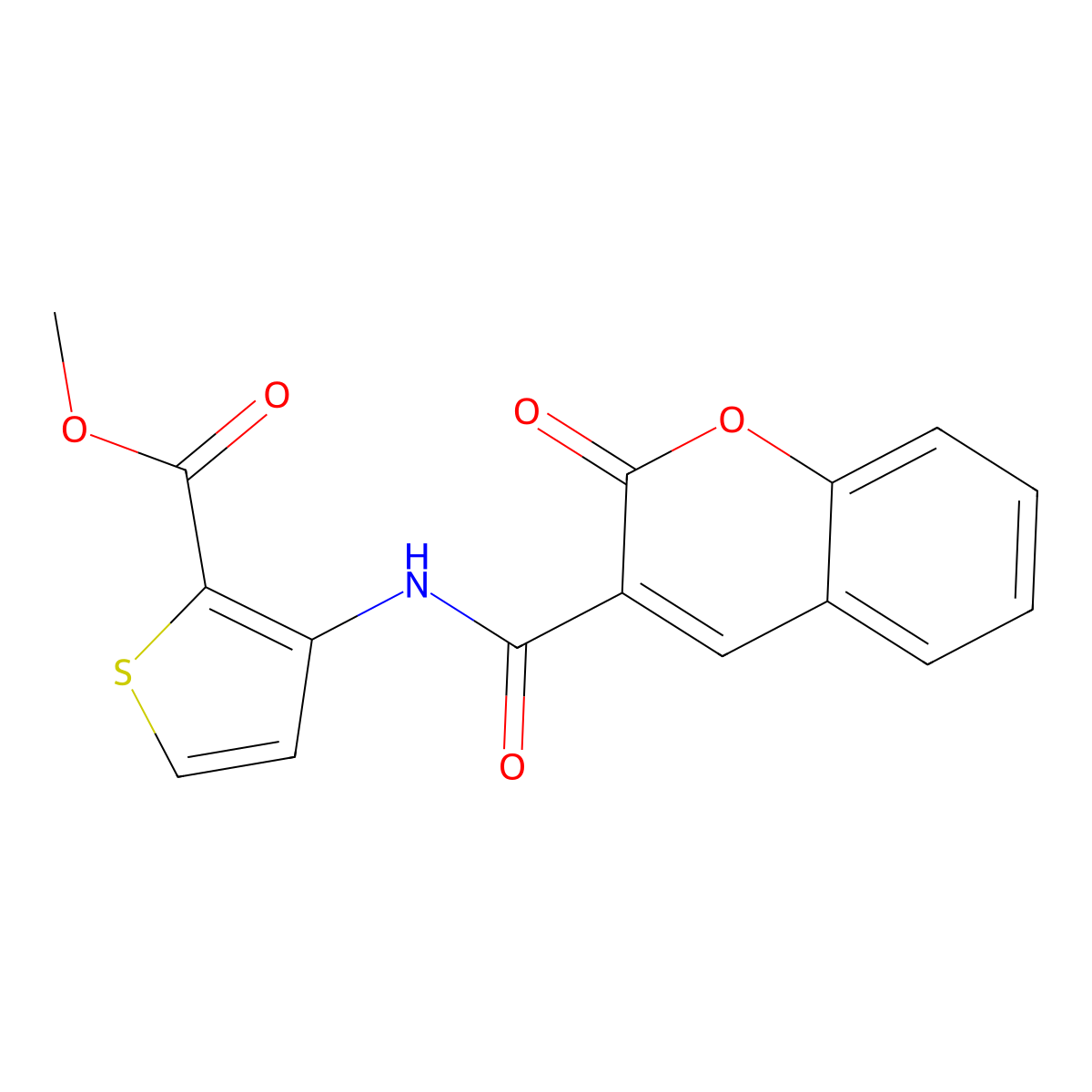 methyl 3-(2-oxo-2H-chromene-3-carboxamido)thiophene-2-carboxylate molecular structure, CAS 328270-77-5