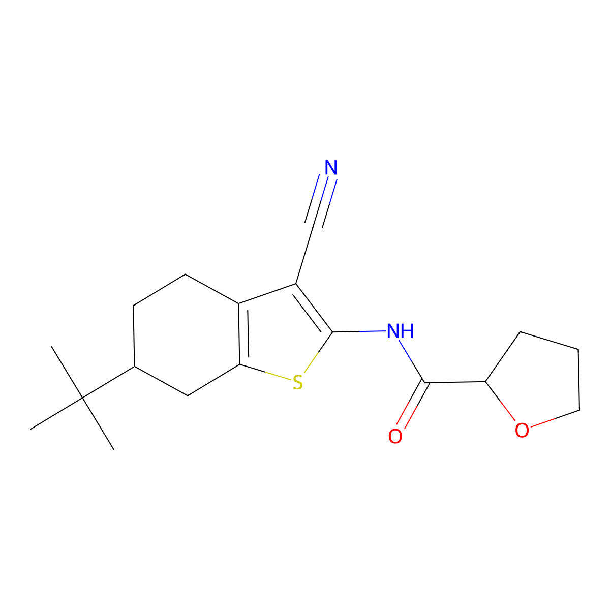 N-(6-tert-butyl-3-cyano-4,5,6,7-tetrahydro-1-benzothiophen-2-yl)oxolane-2-carboxamide molecular structure, CAS 328270-93-5
