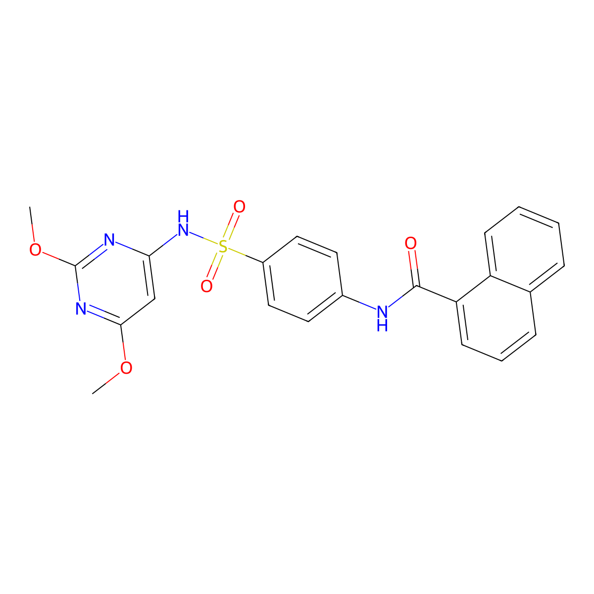 N-{4-[(2,6-dimethoxypyrimidin-4-yl)sulfamoyl]phenyl}naphthalene-1-carboxamide molecular structure, CAS 328271-21-2
