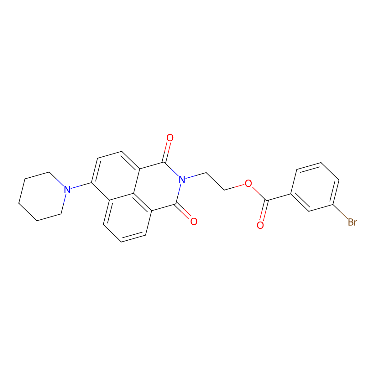 2-(1,3-dioxo-6-(piperidin-1-yl)-1H-benzo[de]isoquinolin-2(3H)-yl)ethyl 3-bromobenzoate molecular structure, CAS 328271-25-6
