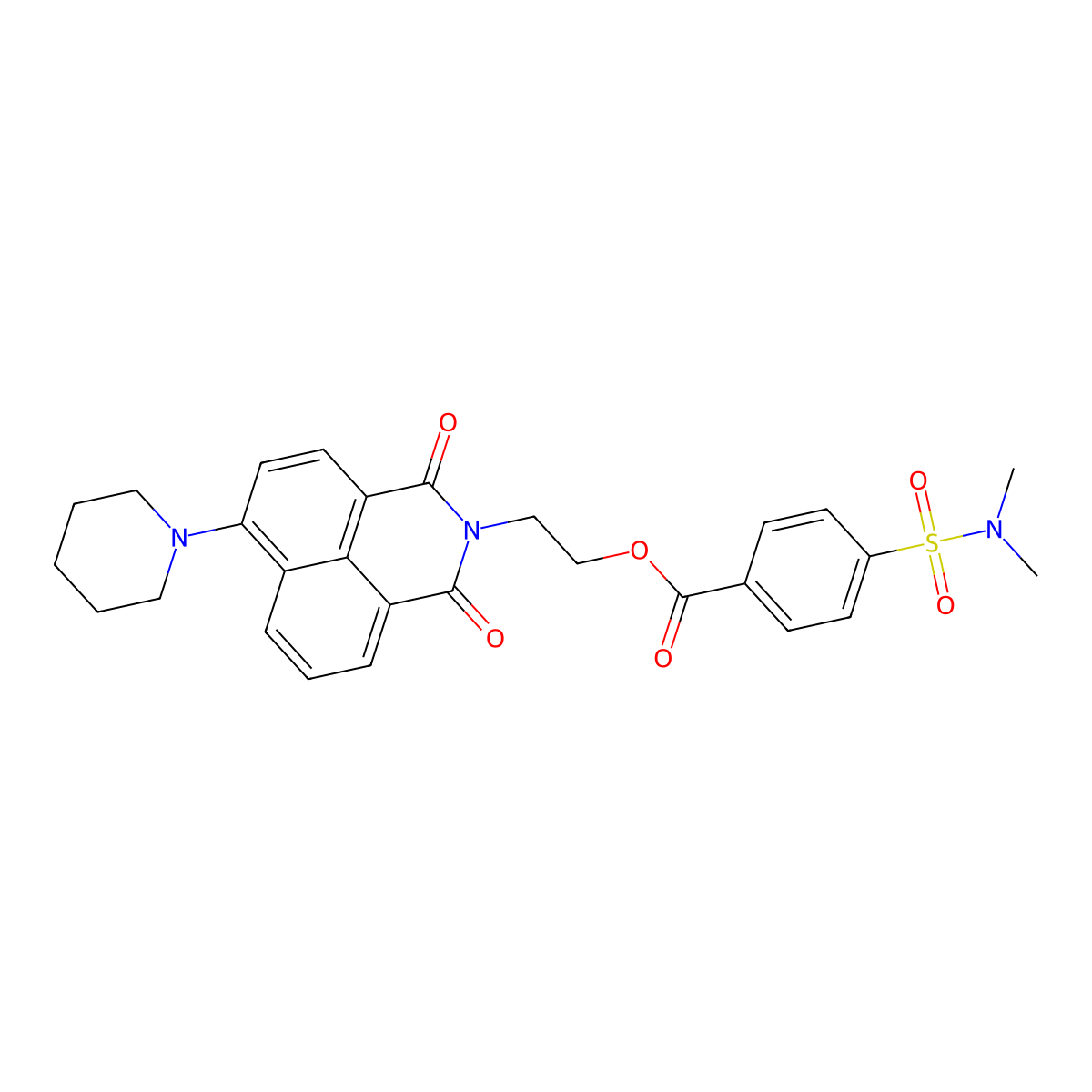 2-(1,3-dioxo-6-(piperidin-1-yl)-1H-benzo[de]isoquinolin-2(3H)-yl)ethyl 4-(N,N-dimethylsulfamoyl)benzoate molecular structure, CAS 328271-26-7
