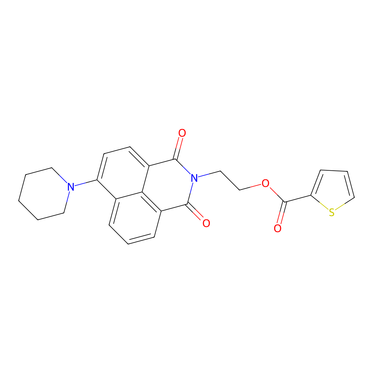 2-(1,3-dioxo-6-(piperidin-1-yl)-1H-benzo[de]isoquinolin-2(3H)-yl)ethyl thiophene-2-carboxylate molecular structure, CAS 328271-27-8