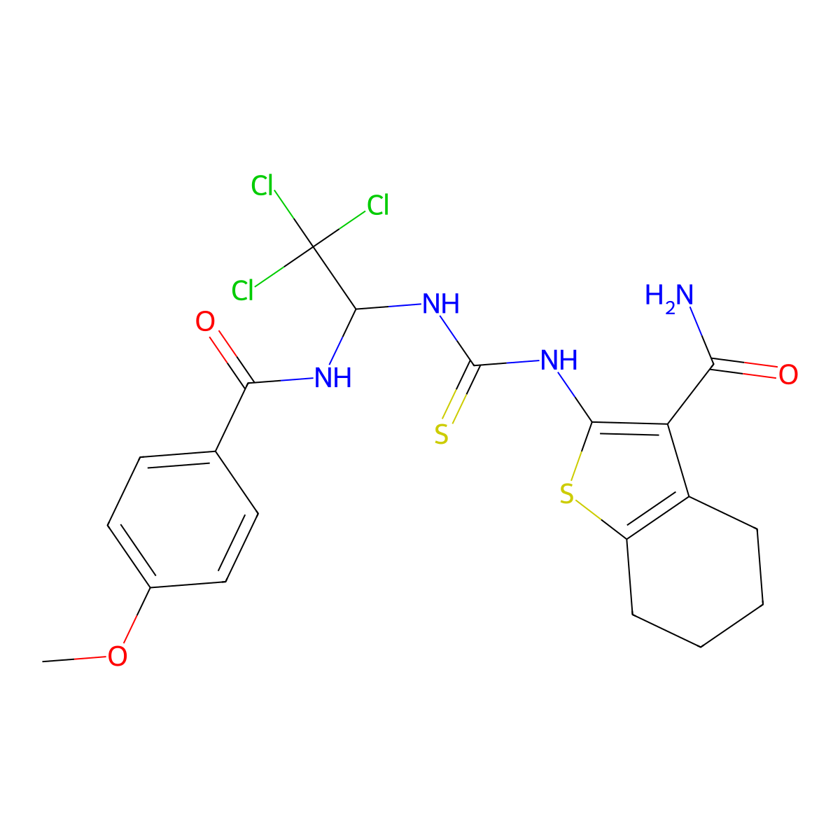 2-[[2,2,2-Trichloro-1-[(4-methoxybenzoyl)amino]ethyl]carbamothioylamino]-4,5,6,7-tetrahydro-1-benzothiophene-3-carboxamide molecular structure, CAS 328271-32-5