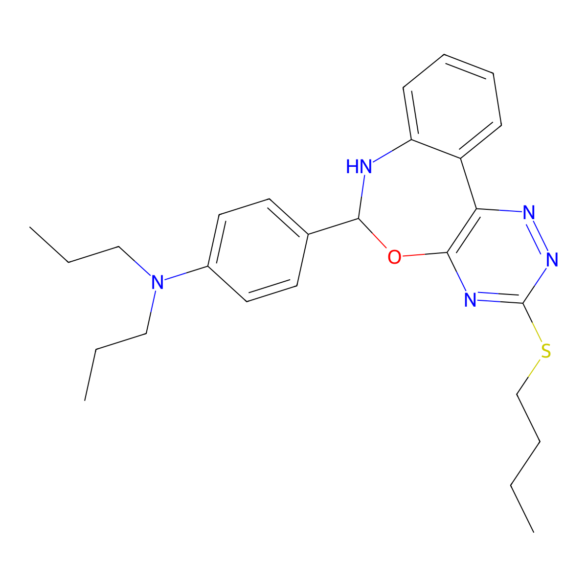 4-(3-butylsulfanyl-6,7-dihydro-[1,2,4]triazino[5,6-d][3,1]benzoxazepin-6-yl)-N,N-dipropylaniline molecular structure, CAS 328271-67-6