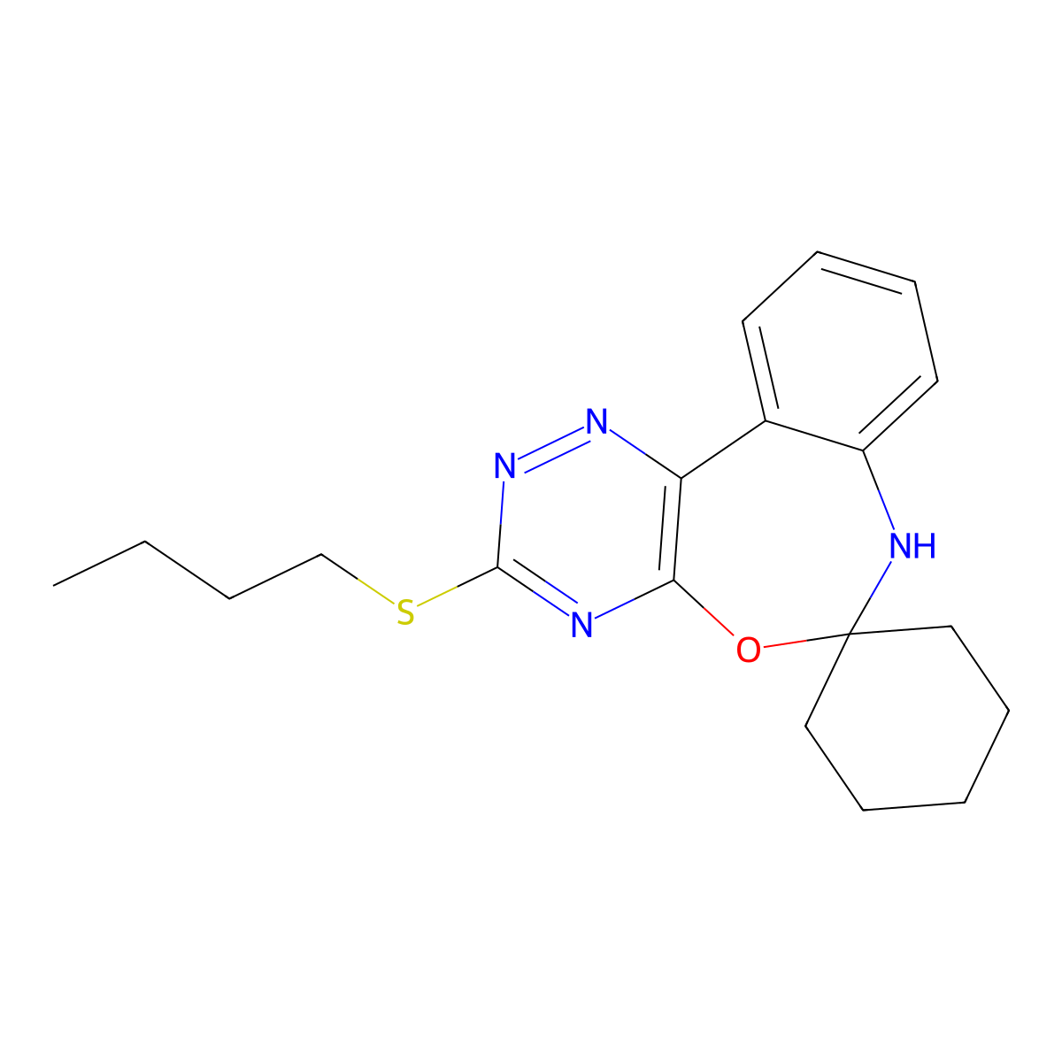 3'-(Butylsulfanyl)-6',7'-dihydrospiro(cyclohexane-1,6'-[1,2,4]triazino[5,6-d][3,1]benzoxazepine) molecular structure, CAS 328271-71-2