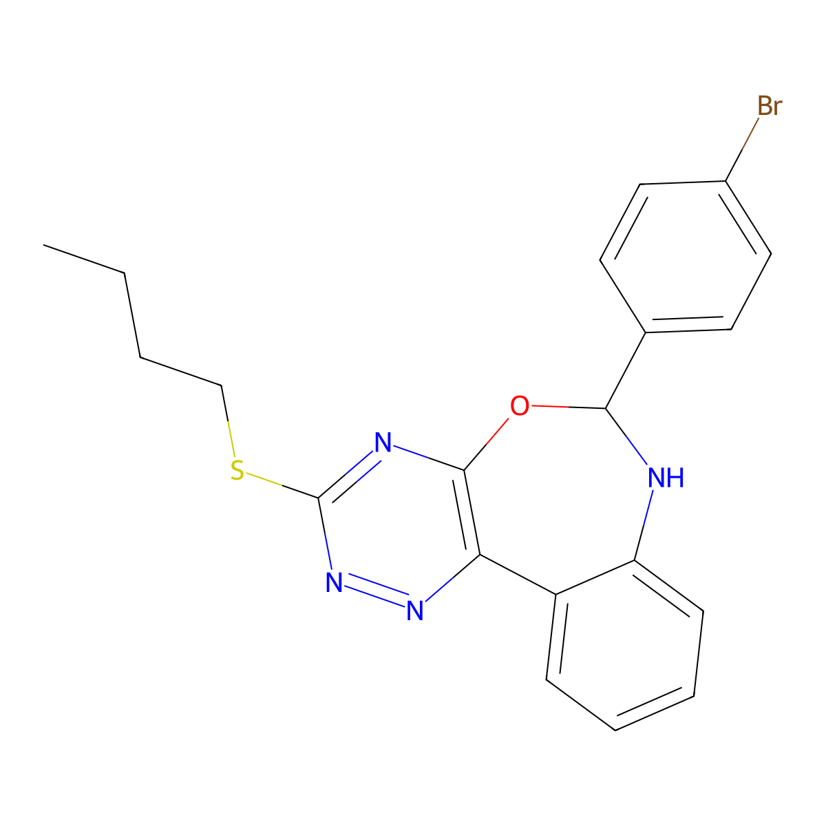 6-(4-Bromophenyl)-3-(butylsulfanyl)-6,7-dihydro[1,2,4]triazino[5,6-d][3,1]benzoxazepine molecular structure, CAS 328271-72-3