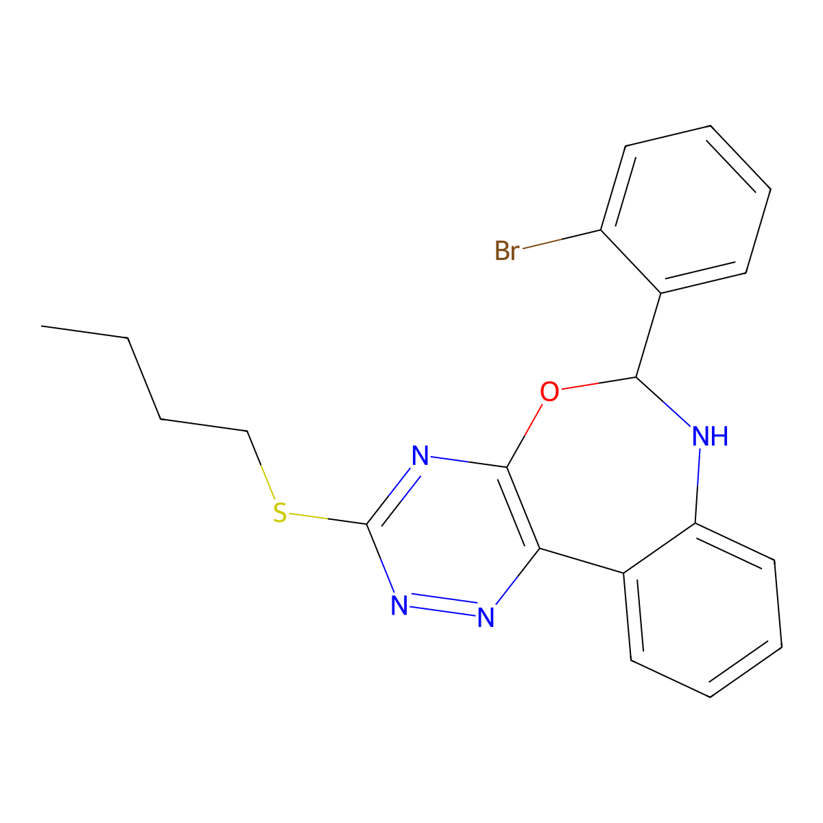 6-(2-Bromophenyl)-3-(butylsulfanyl)-6,7-dihydro[1,2,4]triazino[5,6-d][3,1]benzoxazepine molecular structure, CAS 328271-77-8