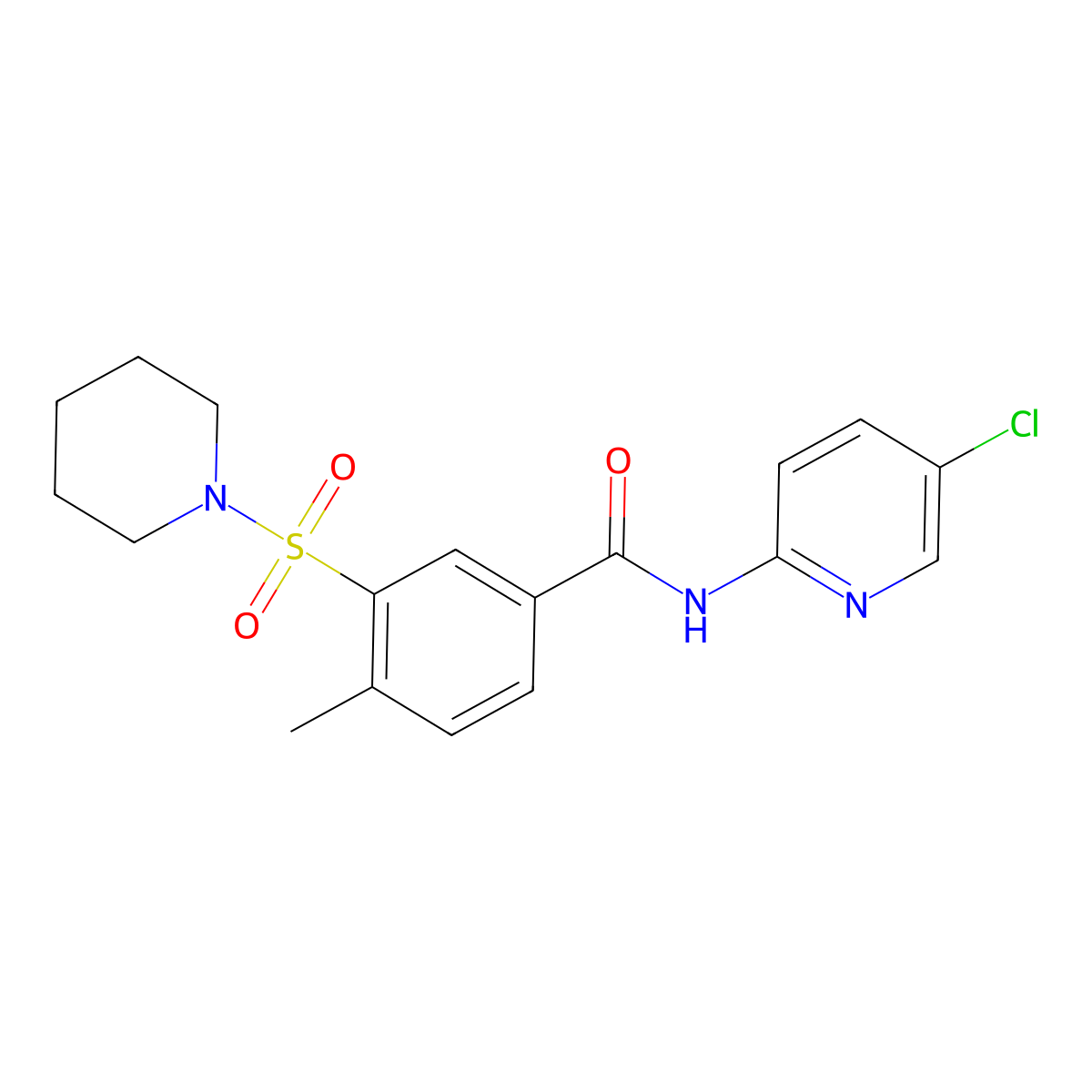 N-(5-chloropyridin-2-yl)-4-methyl-3-piperidin-1-ylsulfonylbenzamide molecular structure, CAS 328272-34-0