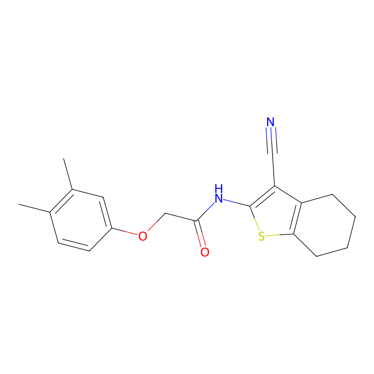 N-(3-cyano-4,5,6,7-tetrahydro-1-benzothiophen-2-yl)-2-(3,4-dimethylphenoxy)acetamide molecular structure, CAS 328272-39-5