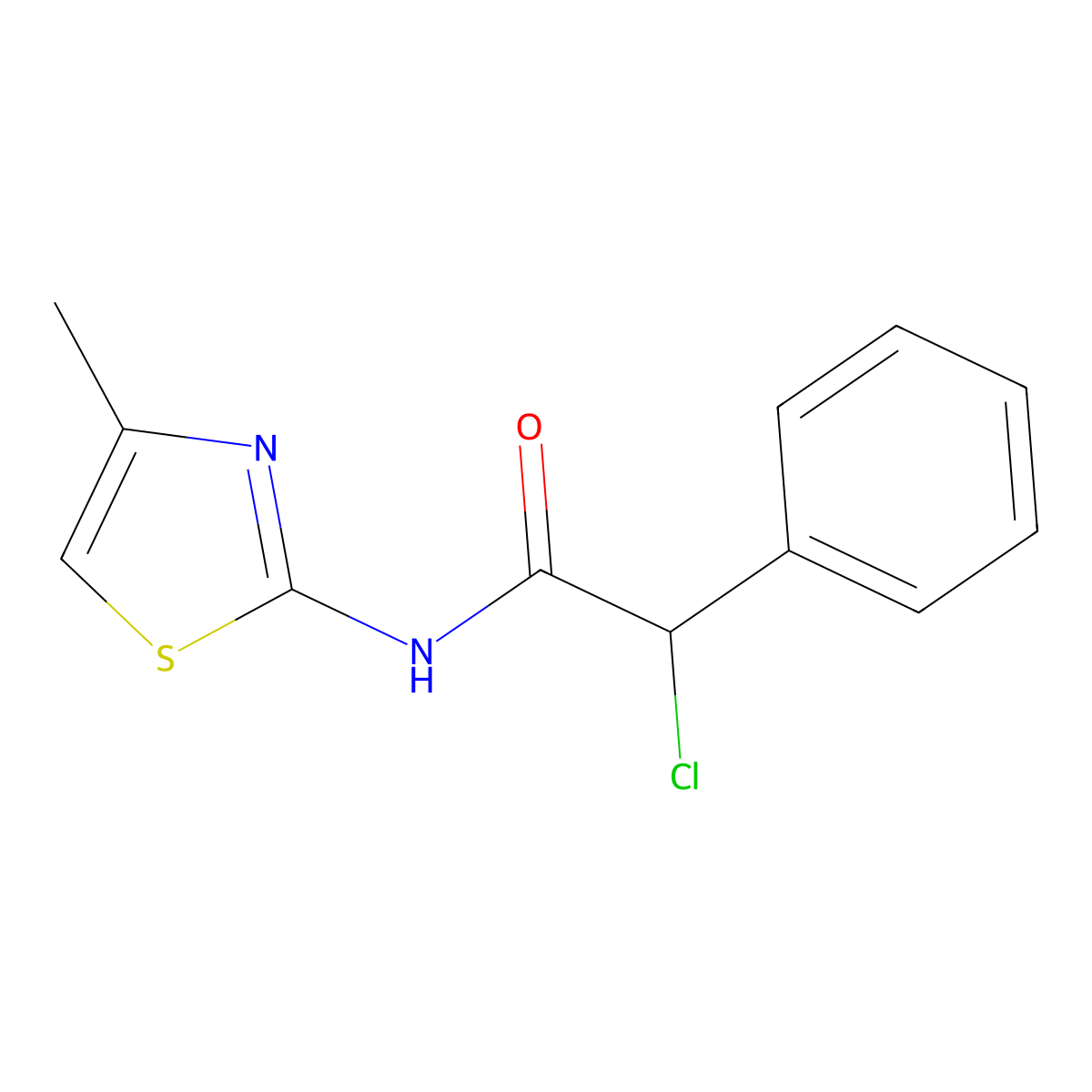 2-chloro-N-(4-methyl-1,3-thiazol-2-yl)-2-phenylacetamide molecular structure, CAS 328274-92-6