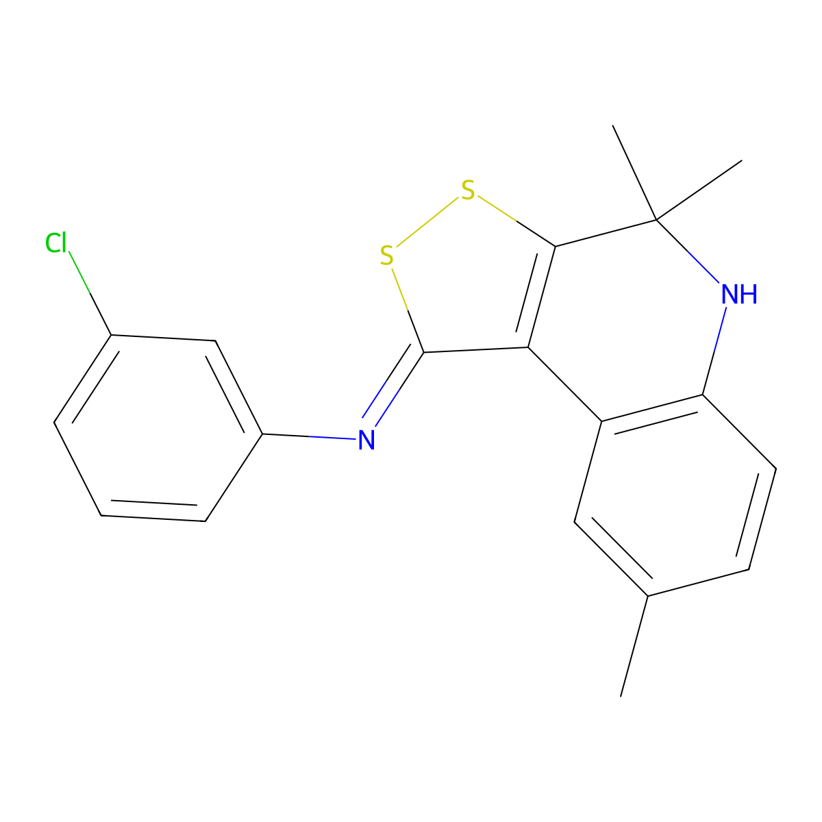 N-(3-chlorophenyl)-4,4,8-trimethyl-5H-dithiolo[3,4-c]quinolin-1-imine molecular structure, CAS 328275-89-4