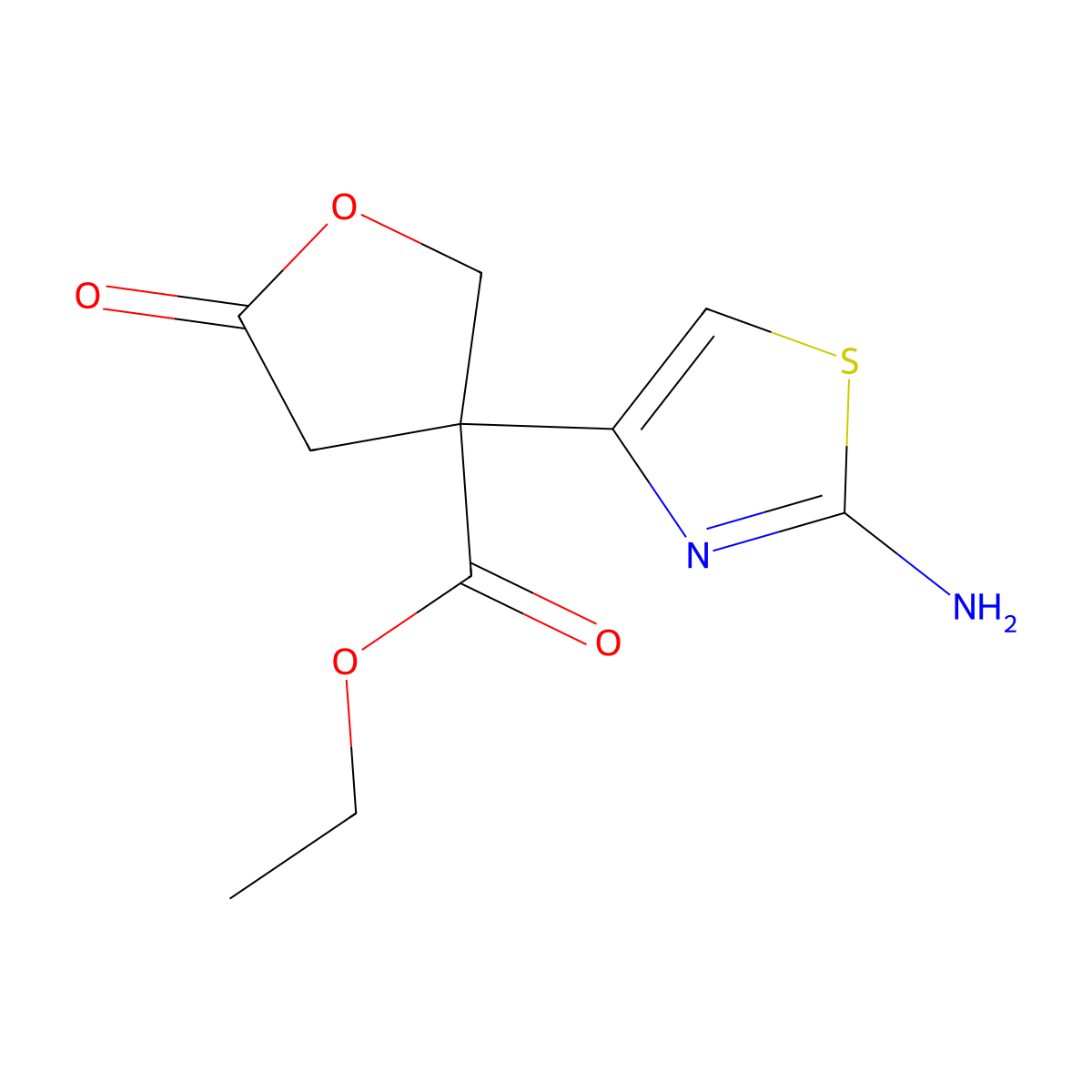 Ethyl 3-(2-amino-1,3-thiazol-4-yl)-5-oxooxolane-3-carboxylate molecular structure, CAS 328275-97-4