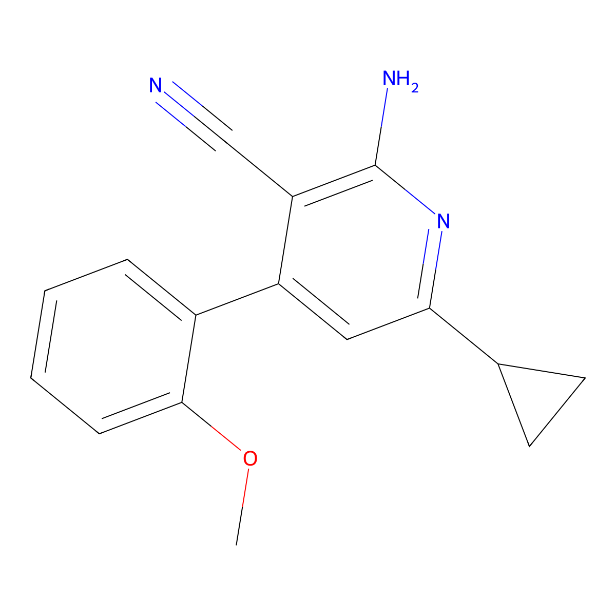 2-Amino-6-cyclopropyl-4-(2-methoxyphenyl)nicotinonitrile molecular structure, CAS 328275-99-6