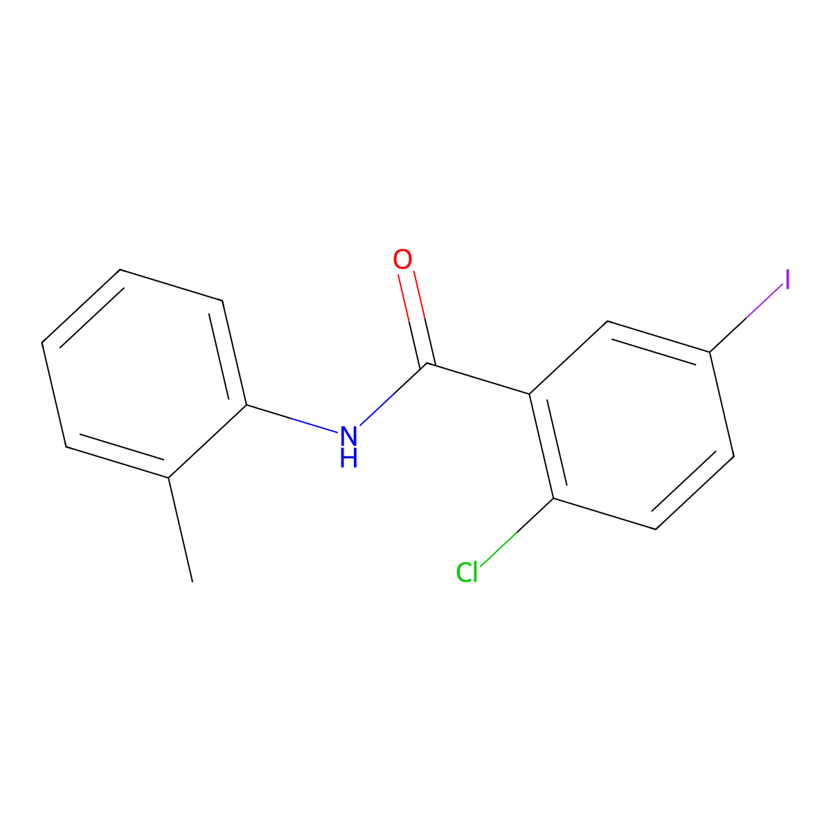2-chloro-5-iodo-N-(2-methylphenyl)benzamide molecular structure, CAS 328277-83-4